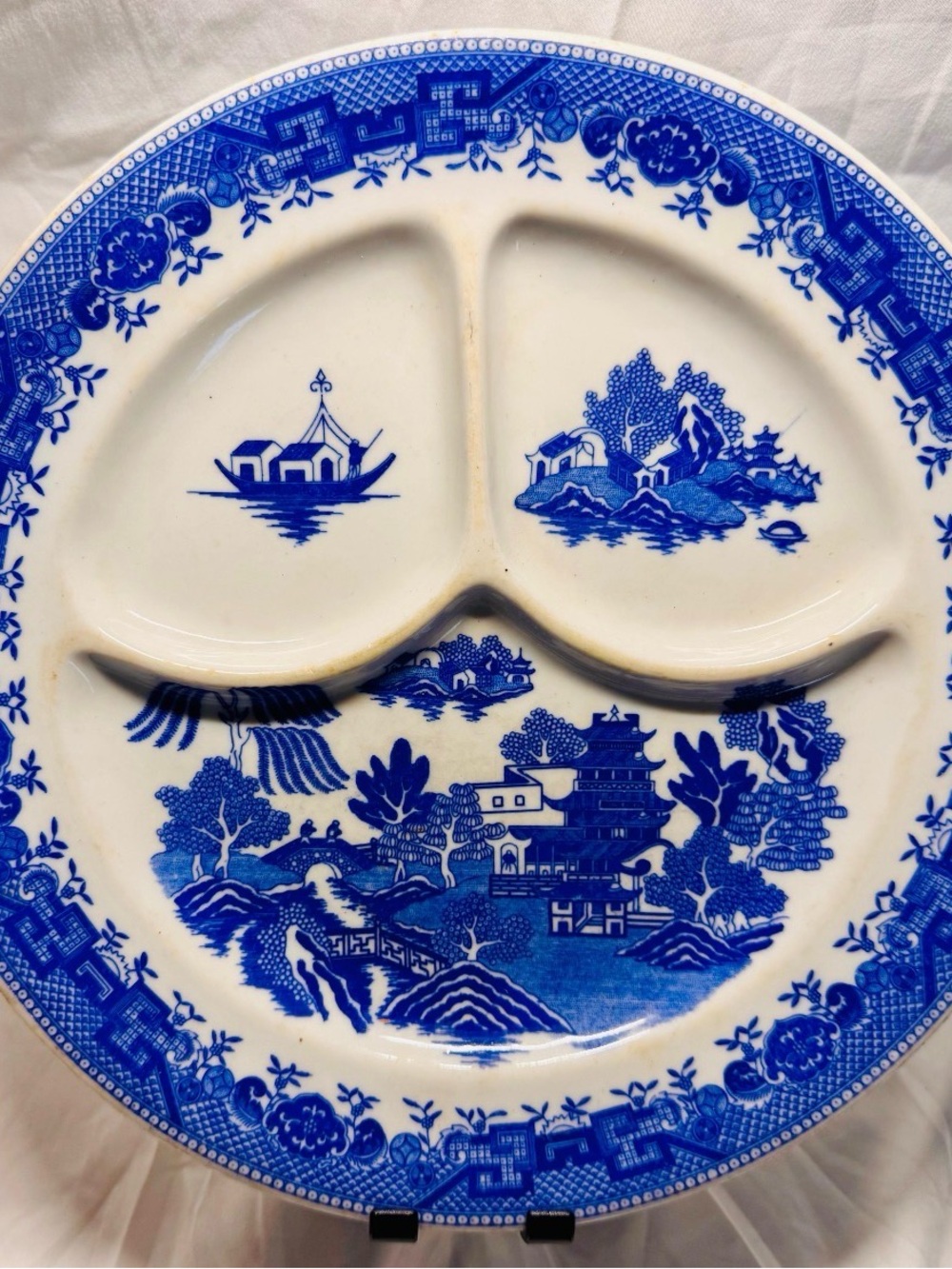 Moriyama Blue Willow Divided Grill Plate 10.25" | Made in Japan | Vintage